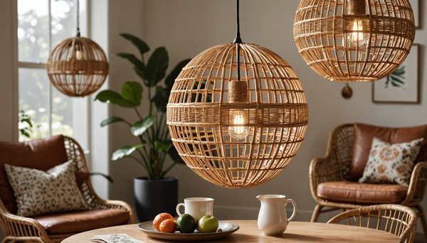 Éclairez votre espace avec un luminaire suspension rotin bohème