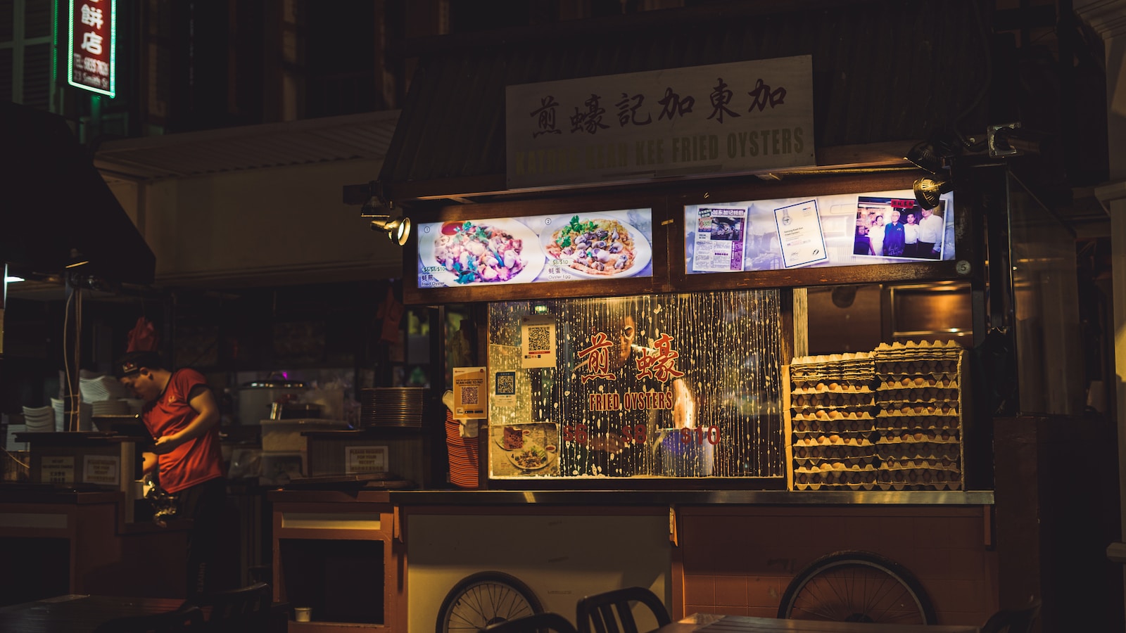 a food stand with a lot of food on it